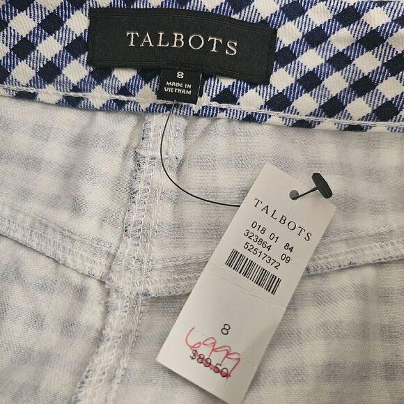TALBOTS Blue & White Gingham Denim A-Line Skirt - Size 8 - Picture 6 of 7